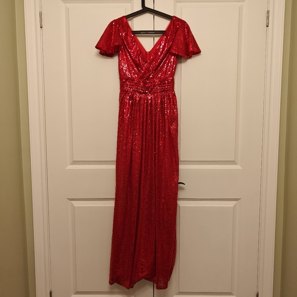 Red Sequin Evening Party Dress size 2-4 - Picture 2 of 10